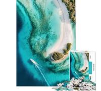Puzzle de 1000 pièces pour Adolescents Vue aérienne d'une île Tropicale défi éducatif décoration intérieure Jeu éducatif pour Les 14 Ans et Plus (50x75cm)