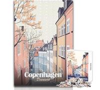 Puzzle de 1000 pièces pour Adolescents - Vue de Rue de Copenhague - Jeu de Puzzle Unique et Stimulant pour Un Anniversaire - Dimensions 38x26cm