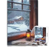 Puzzle de 1000 pièces pour Adolescents-Vue Depuis la fenêtre d'une cabane Confortable-Jeu Pratique pour améliorer la mémoire à partir de 14 Ans-Dimensions 38x26cm
