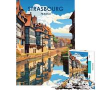 Puzzle de 1000 pièces pour Adolescents Vue du Canal de Strasbourg Jeu éducatif Jouet éducatif (Dimensions 38x52cm)