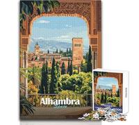 Puzzle de 1000 pièces pour Adolescents - Vue du Palais de l'Alhambra - Idéal pour des soirées Jeux en Famille - À Assembler soi-même - Un Cadeau Parfait - Dimensions : 50x75cm
