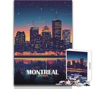 Puzzle de 1000 pièces pour Adolescents - Vue Nocturne de Montréal, Canada - Design Magnifique - Jeu Stimulant et Anti-Stress - Dimensions 38x26cm