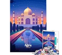 Puzzle de 1000 pièces pour Adolescents Vue Nocturne du Taj Mahal Jeu Stimulant et éducatif Une œuvre d'art (Dimensions 38x26cm)