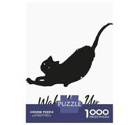 Puzzle de 1000 pièces pour adolescents Wake My Cat Up Ilusation Puzzle Jouet Décoration murale pour le plaisir en famille Cadeaux uniques pour anniversaire et Noël 70 x 50 cm/1000 pièces