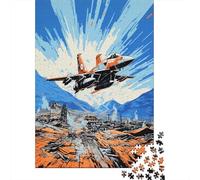 Puzzle De 1000 Pièces pour Adolescents Warplane Over Ruined Cityscape Puzzles pour Adultes Anti-Stress Stimulant À Compléter Cadeaux d'anniversaire Et Cadeaux Uniques 52x38cm/1000pcs