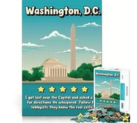 Puzzle de 1000 pièces pour Adolescents Washington DC Affiche de Voyage Humoristique Découpe précise Jeu Amusant et Relaxant Cadeau d'anniversaire Original (50x75cm)