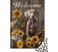 Puzzle De 1000 Pièces pour Adolescents Welcome Fall Dog Decor Puzzles pour Adolescents, Jeu De Réflexion, Améliore La Mémoire, Activités Amusantes À La Maison, 38x26cm/1000pcs