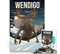 Puzzle de 1000 pièces pour Adolescents Wendigo Cryptide Horreur Art Découpe Précise Jeu Cognitif Amusant Jeu de Temps Libre Décoration de Noël pour la Maison (38x52cm)