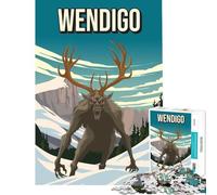 Puzzle de 1000 pièces pour Adolescents Wendigo Monstre cryptide Illustration de Voyage Jeu éducatif et Relaxant Une œuvre d'art Cadeau d'anniversaire (75x50cm)