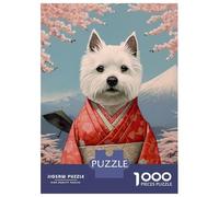Puzzle De 1000 Pièces pour Adolescents Westie Geisha Puzzles pour Adultes Jeu Manuel Découpe De Précision pour Les Jeux 38x26cm/1000pcs