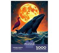 Puzzle De 1000 Pièces pour Adolescents Whale, Flamingo, and Moon Fantasy Art Puzzle Adulte Casse-tête Jeu D'analyse Et De Logique Cadeau d'anniversaire, Cadeaux, 70x50cm/1000pcs