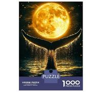 Puzzle De 1000 Pièces pour Adolescents Whale Tail and Full Moon Puzzles pour Adultes - Jeux À Faire Soi-même - Améliore La Mémoire - Difficile Et Stimulant 52x38cm/1000pcs