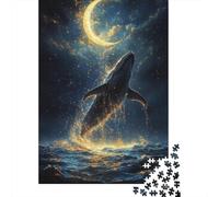 Puzzle De 1000 Pièces pour Adolescents Whale Watching Under Crescent Moon Puzzles pour Adultes Anti-Stress Stimulant À Compléter Cadeaux d'anniversaire Et Cadeaux Uniques 70x50cm/1000pcs