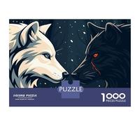 Puzzle De 1000 Pièces pour Adolescents White and Black Wolves Face-Off Puzzles pour Adolescents - Jeu Manuel - Une Œuvre d'art - Cadeaux Uniques pour Un Anniversaire Ou Noël 70x50cm/1000pcs