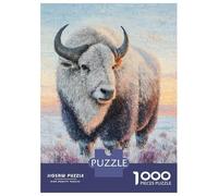 Puzzle De 1000 Pièces pour Adolescents White Bison in Snowy Landscape Puzzles pour Adolescents - Défi Difficile - Chaque Pièce Est Unique - Jouets Éducatifs 38x26cm/1000pcs