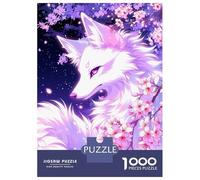 Puzzle De 1000 Pièces pour Adolescents White Fox with Cherry Blossoms Puzzle pour Adultes, Jouet, Décoration Murale, pour S'amuser en Famille, Jeu Stimulant, Cadeaux 52x38cm/1000pcs