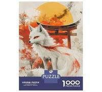 Puzzle De 1000 Pièces pour Adolescents White Fox with Red Tail Puzzle pour Adultes - Jouet Anti-Stress - Améliore La Mémoire - Défi Éducatif 38x26cm/1000pcs