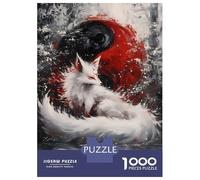 Puzzle De 1000 Pièces pour Adolescents White Fox Yin Yang Puzzle Jeux De Famille Décoration Murale Cadeaux Uniques pour Anniversaire Et Noël 52x38cm/1000pcs