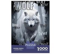 Puzzle De 1000 Pièces pour Adolescents White Wolf Graphic Puzzle pour Adultes, Jouet Anti-Stress, Cadeau d'anniversaire, Activités Amusantes À La Maison, 52x38cm/1000pcs