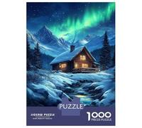 Puzzle De 1000 Pièces pour Adolescents Winter Cabin by The Stream Puzzle pour Adultes Jeu Manuel Décoration Murale Cadeaux pour Amis Et Famille 70x50cm/1000pcs