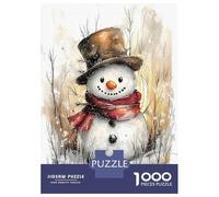Puzzle De 1000 Pièces pour Adolescents Winter Whimsy Cheerful Snowman Portrait Puzzle Anti-Stress, Amusant Et Original, Cadeau Unique pour Un Anniversaire Ou Noël 52x38cm/1000pcs