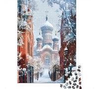 Puzzle De 1000 Pièces pour Adolescents Winter Wonderland Church Scene Puzzle pour Adolescents Activités Familiales Interaction Parent-Enfant Cadeaux pour Amis Et Famille 52x38cm/1000pcs