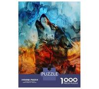 Puzzle De 1000 Pièces pour Adolescents Wolf Howling at The Moon Wall Art Print Puzzles pour Adultes, Jeu Familial Difficile, Défi Idéal comme Cadeau 70x50cm/1000pcs