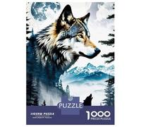 Puzzle De 1000 Pièces pour Adolescents Wolf Howling Moon Landscape Casse-tête pour Adultes - Jeu De Réflexion - Décoration Parfaite - Difficile Et Stimulant 70x50cm/1000pcs