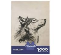 Puzzle De 1000 Pièces pour Adolescents Wolf in Charcoal Art Puzzle Adulte Jeu Manuel D'assemblage De Motifs Idéal comme Cadeau 38x26cm/1000pcs