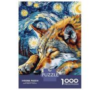 Puzzle De 1000 Pièces pour Adolescents Wolf in Starry Night Style Puzzles pour Adultes Jeux Relaxants Découpe De Précision Cadeaux De Noël Et d'anniversaire 38x26cm/1000pcs