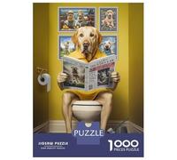 Puzzle De 1000 Pièces pour Adolescents Yellow Labrador Toilet Puzzle pour Adultes, Jouet, Décoration Murale, pour S'amuser en Famille, Jeu Stimulant, Cadeaux 52x38cm/1000pcs