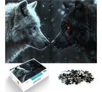 Puzzle de 1000 pièces pour Adolescents “Yeux Bleus de Loup” Fait de Bois，Convient aux 14 Ans et Plus Chaque pièce est Unique - Jeu Amusant et Stimulant pour Toute la Famille Cadeau - Jeu Stimulant。