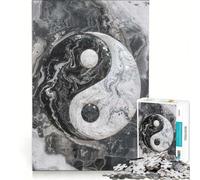 Puzzle de 1000 pièces pour Adolescents Yin Yang Marbre décoration Murale stimule la mémoire Cadeau Unique pour Un Anniversaire ou Noël 38x26cm