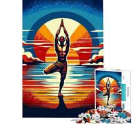 Puzzle de 1000 pièces pour Adolescents Yoga au Coucher du Soleil Jeu de réflexion Pop Art Jeu Stimulant pour s'amuser en Famille (Dimensions 38x52cm)
