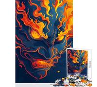 Puzzle de 1000 pièces pour Adolescents Yokai Oni en feu Jeu de réflexion pour améliorer la mémoire décoration Murale avec Poster et fiche de Questions Assortis (38x52cm)
