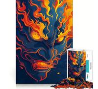 Puzzle de 1000 pièces pour Adolescents Yokai Oni enflammés Jeu de Concentration Artistique précis et Amusant Cadeau d'anniversaire Amusant (50x75cm)