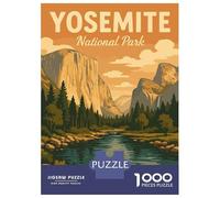 Puzzle De 1000 Pièces pour Adolescents Yosemite National Park Vintage Travel Poster Puzzles pour Adultes Difficile, Stimulant Et Amusant À Terminer, Un Jeu Familial Amusant 38x26cm/1000pcs