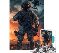 Puzzle de 1000 pièces pour Adolescents Zone de Combat avec hélicoptère et Soldats Jeu addictif pour développer la Patience Casse-tête Difficile Cadeau d'anniversaire (Dimensions 38x52cm)