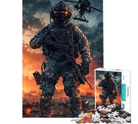 Puzzle de 1000 pièces pour Adolescents Zone de Combat Militaire Hélicoptère Jeu éducatif et ludique pour Un Anniversaire (Dimensions 75x50cm)