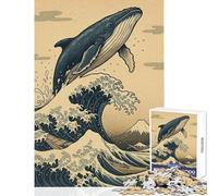 Puzzle de 1000 pièces pour adolescentsbaleine sautant par-Dessus Une Vague Jeu Pratique pour Passer Le Temps à la Maison décoration Murale ou de Bureau (38x52cm)