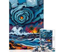 Puzzle de 1000 pièces pour adolescentsMers orageuses tourbillons célestes Une Danse du Chaos Jeu éducatif défi Difficile Jouet à Monter soi-même Cadeau d'anniversaire Unique (75x50cm)