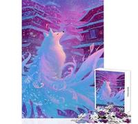 Puzzle de 1000 pièces pour adolescentsRenard à Neuf queues dans Un Village enneigé Jeu Relaxant pour améliorer la mémoire Décoration intérieure Jouet pour entraîner Son Cerveau et sa dextérité