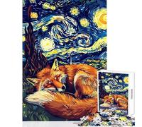 Puzzle de 1000 pièces pour adolescentsRenard Dormant sous Un Ciel étoilé Jeu Amusant et Difficile défi à relever soi-même Jouet de Collection pour Artistes Beaux-Arts (38x52cm)