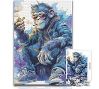 Puzzle de 1000 pièces pour adolescentsSinge Cool fumant avec des Lunettes de Soleil - Jeu Pratique pour améliorer la mémoire (à partir de 14 Ans) - Dimensions 50x75cm