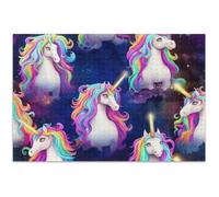 Puzzle de 1000 pièces pour adulte - Licornes mignonnes - Jouet artistique - Peinture - Scène d'hiver - Cadeau de puzzle - 75 x 50 cm