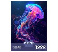 Puzzle de 1000 pièces pour adulte - Méduse néon - Jeu de casse-tête - Cadeau d'anniversaire difficile à compléter - 38 x 26 cm - 1000 pièces