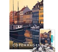 Puzzle de 1000 pièces pour Adultes à Copenhague Danemark pour Un Jeu éducatif et intellectuel Une activité Artistique ou familiale (Taille 50x75cm)
