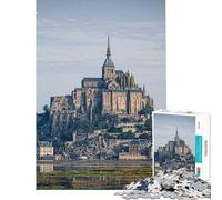 Puzzle de 1000 pièces pour Adultes Abbaye du Mont-Saint-Michel Jeu de détente et de rapidité pour Les Amateurs de Jeux (Dimensions 38x52cm)