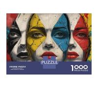 Puzzle De 1000 Pièces pour Adultes Abstract Artwork Vibrant Faces Puzzles pour Adultes pour S'amuser en Famille pour Un Anniversaire, Noël, Un Jeu De Défi Unique 52x38cm/1000pcs