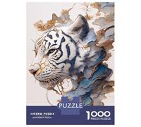 Puzzle De 1000 Pièces pour Adultes Abstract White Tiger Portrait Puzzle pour Adolescents Analyse Et Logique Aide À Stimuler Le Cerveau Idéal comme Cadeau pour Toute La Famille 52x38cm/1000pcs